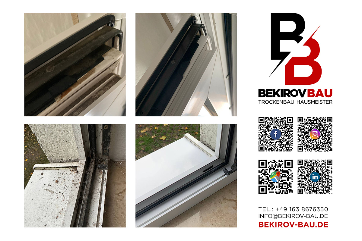 Stark verschmutztes Fenster vor und nach gründlicher Reinigung