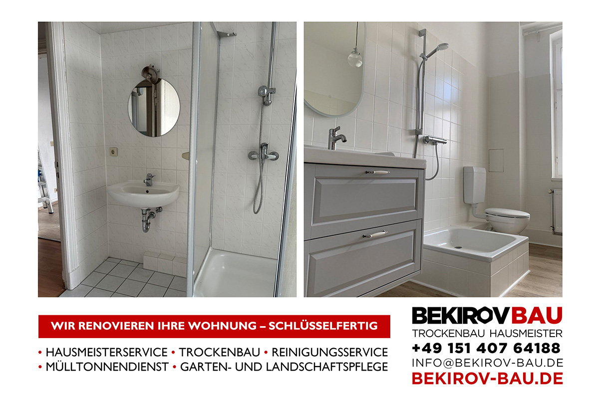 Badezimmer vorher und nachher – neue Dusche, Farbe und Möbel