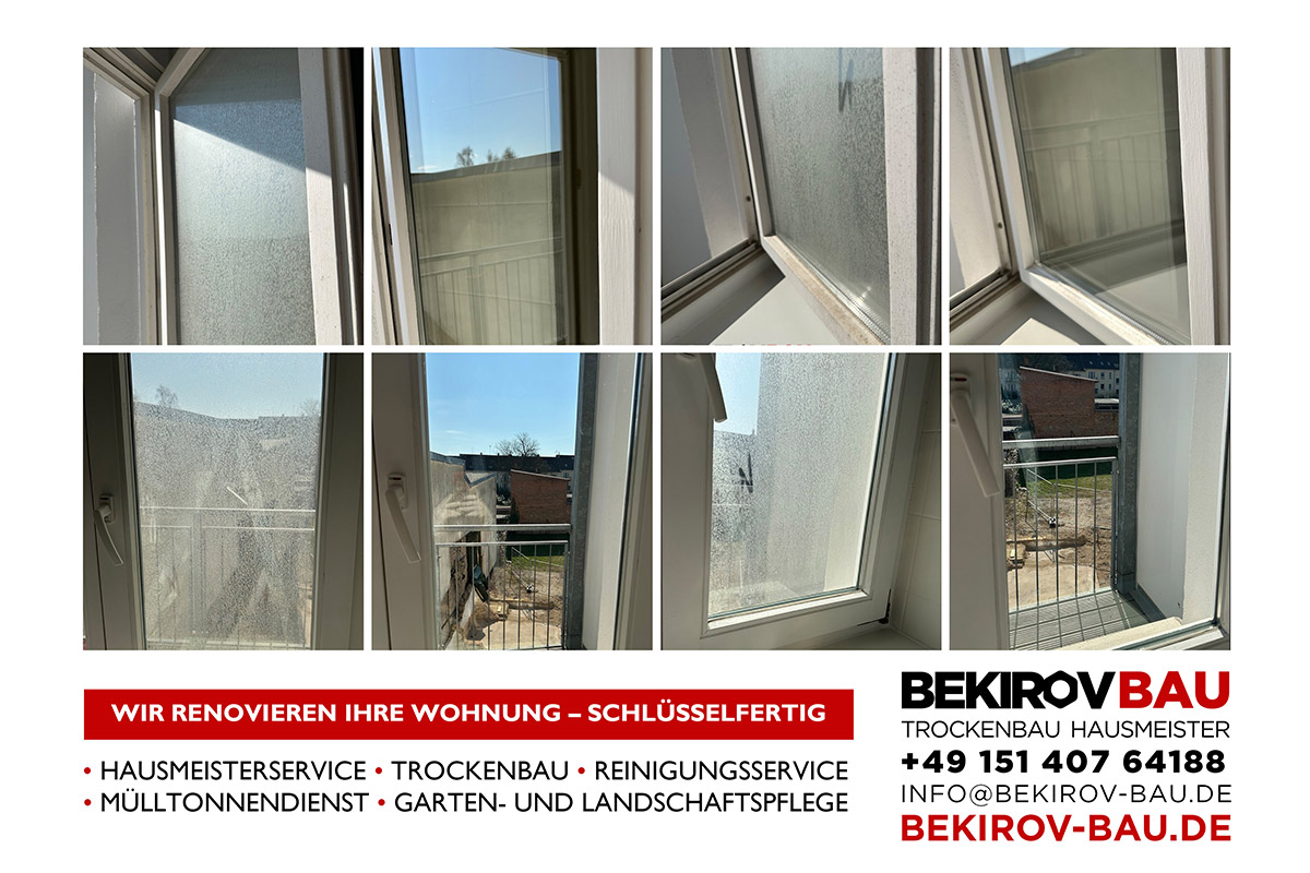 Fenster vor und nach professioneller Glasreinigung
