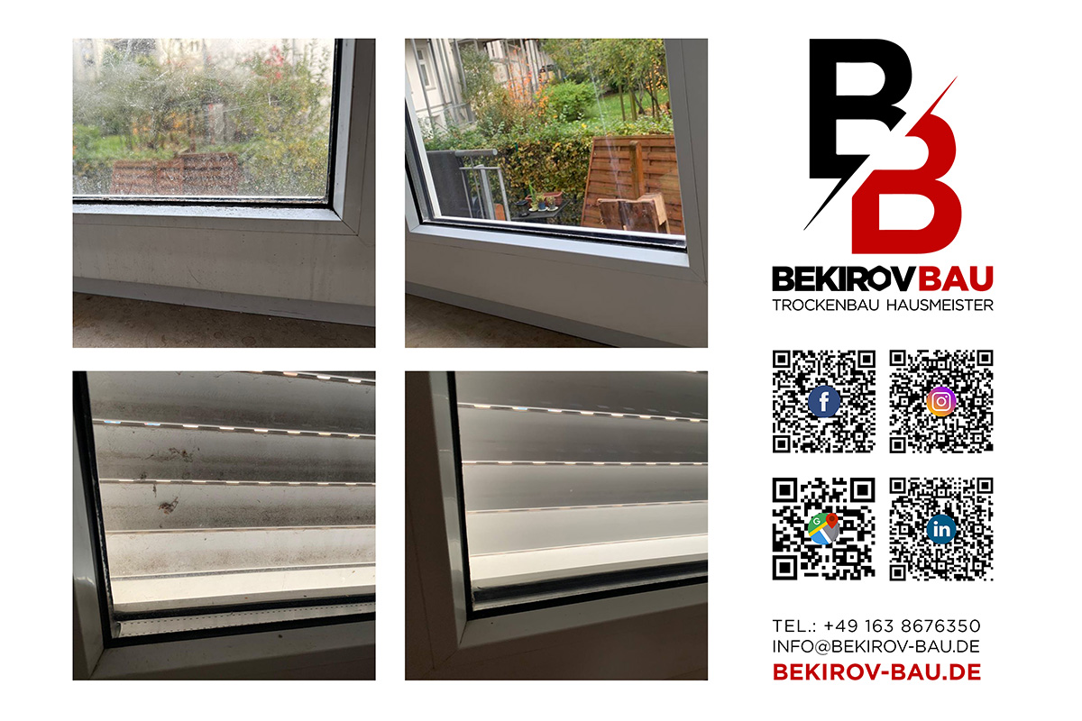 Fenster vor und nach professioneller Glasreinigung